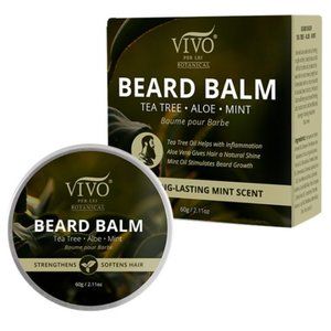 VIVO Beard Balm with Tea Tree, Aloe, Mint. Size 60g / 2.11 oz, #1 Rated for Men.